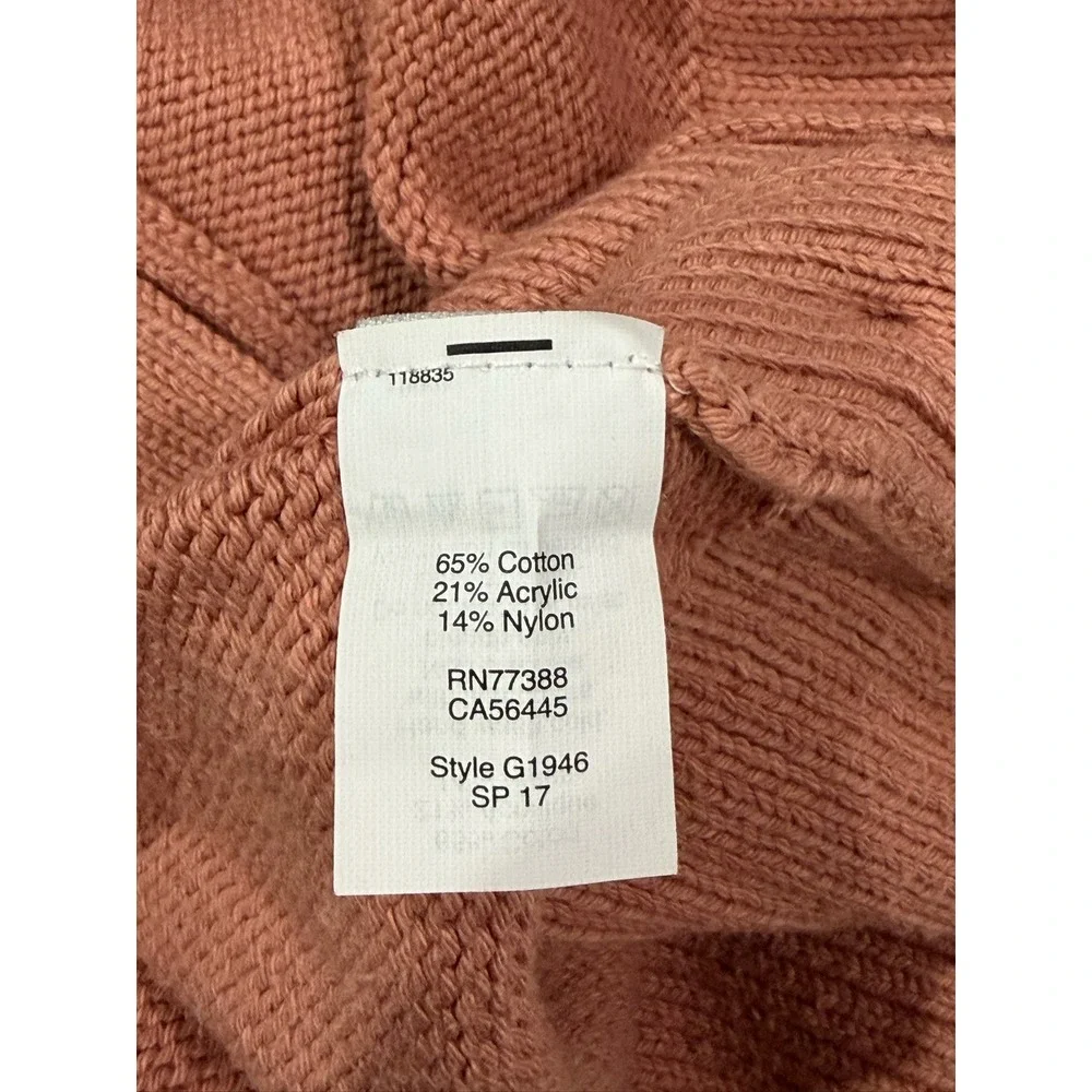 Madewell Button Side Crewneck Sweater Rose Terracotta XXS G1946 Cotton Blend